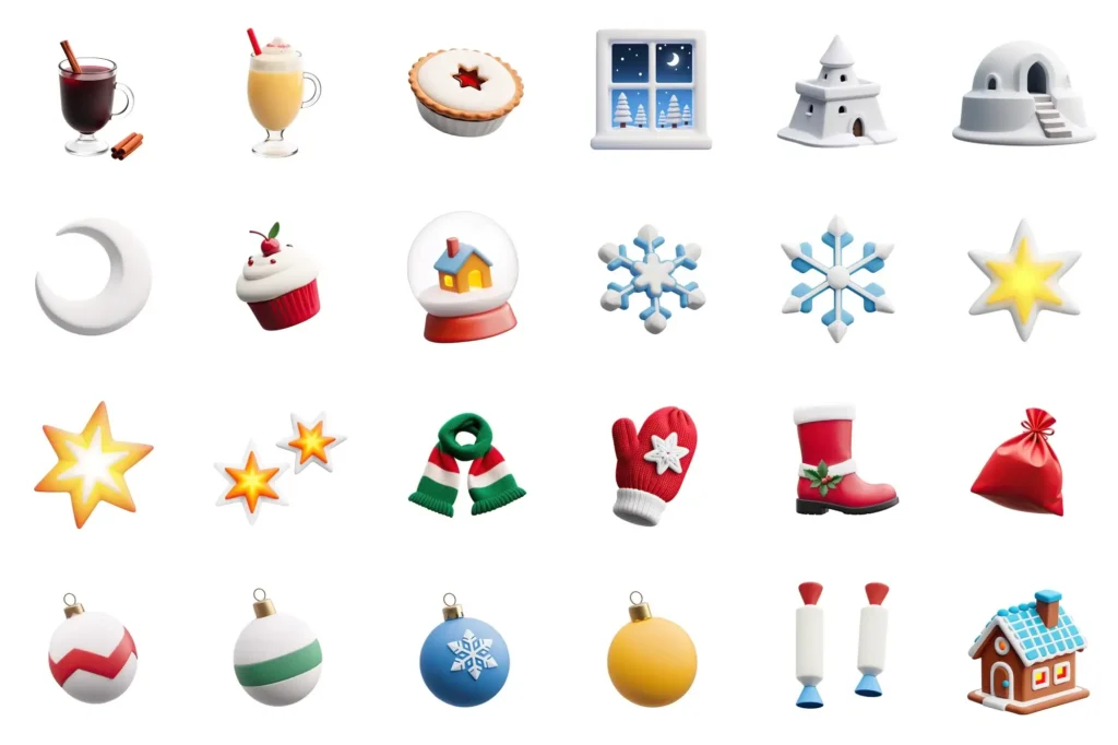 Free 3D Christmas Icons Illustration PNG